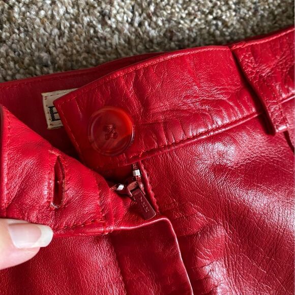 Vintage Excelled Red Leather Pants Silky Lined High Rise Womens Sz 10 - Picture 7 of 13